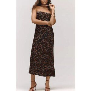 Anthropologie The Tilda Slip Dress Strawberry Print Bias Cut Size M